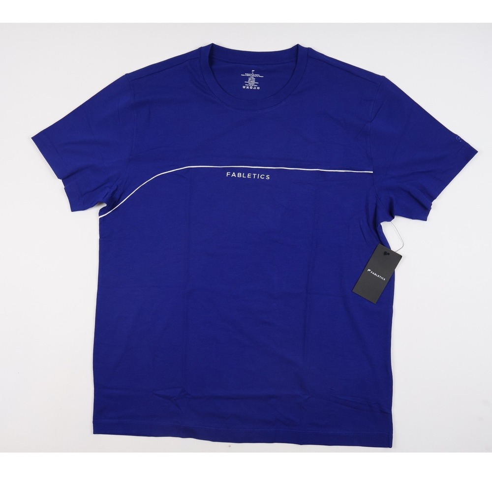 Fabletics Mens Training Tee Royal Blue Graphic XL Cotton Modal NWT